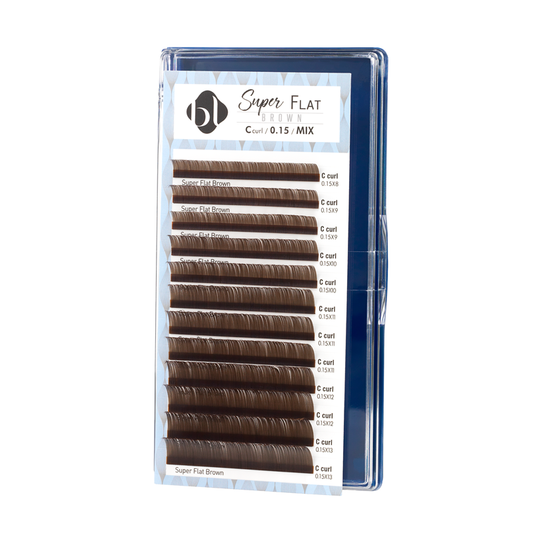 Extensiones Super Flat Lash 0.15 (Marron Obscuro) MIX - BL Lashes